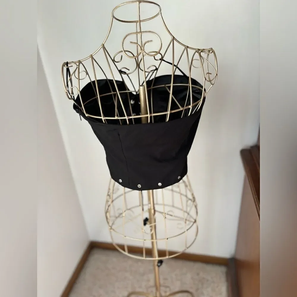 Princess Polly Lace Up Corset Crop Top Size 6 Black Grommet